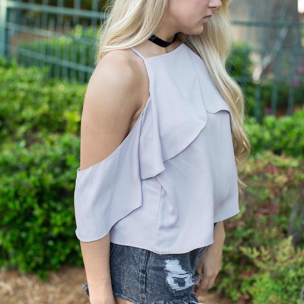 Everly Cold Shoulder Top With Front Overlay